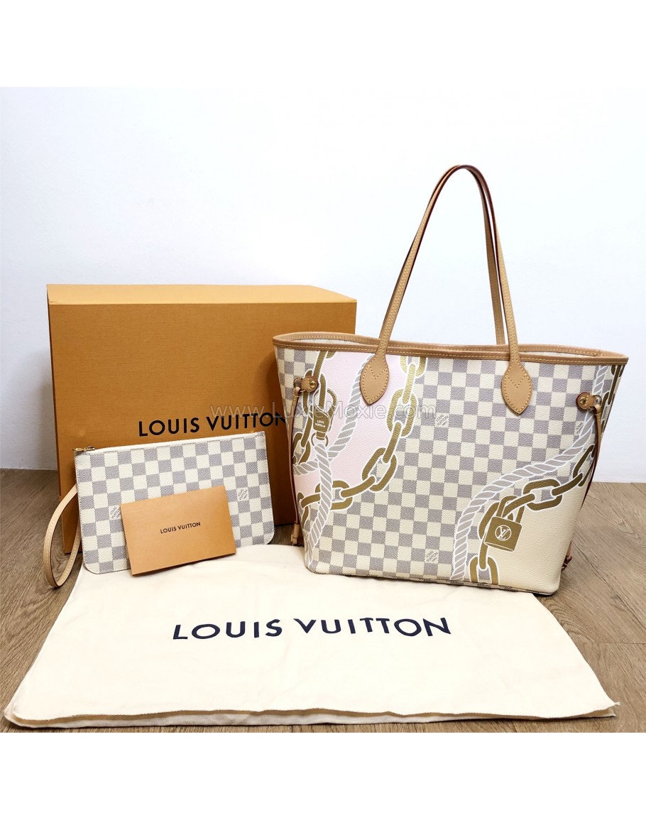 LOUIS VUITTON N40471 Damier Azur Nautical Neverfull MM Tote Bag